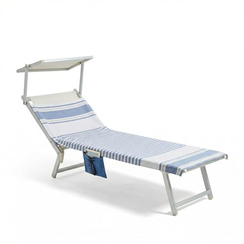 EASY HOME, Strandtuch mit Gummibändern, Abdeckung für Sonnenliegen, aus Baumwolle, mit Seitentaschen zur Aufbewahrung von Gegenständen, 70 x 190 cm, geeignet für Meer oder Pool, leicht, kompakt