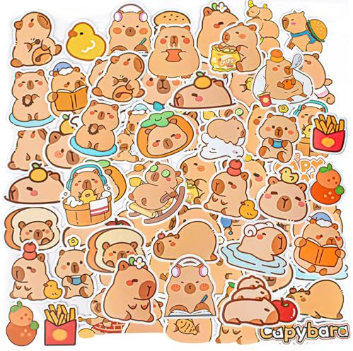 50 PCS Capybara Stickers, Kawaii Stickers, Stickers Capybara, Waterproof Stickers, Cute Brown Stickers, Graffiti, Capybara Wrapping Paper, for Water Bottle, Laptop, Luggage, Guitar, Phone