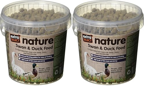 Extra Select Premium Floating Swan and Duck Feed, 1 Litre (Pack of 2)