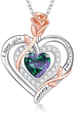 LAVUMO Halskette Damen Silber Doppel Herz Rose Schmuck Geschenke Frauen