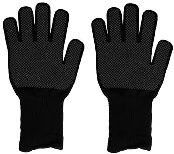 Amig - Guantes Térmicos para Barbacoa - 34 x 18 cm - Negro - Fibra Aramida - Resistentes al Calor hasta 350º - Protección Térmica en Parrilla y Horno - Manejo Cómodo al Cocinar - Mod. AM15
