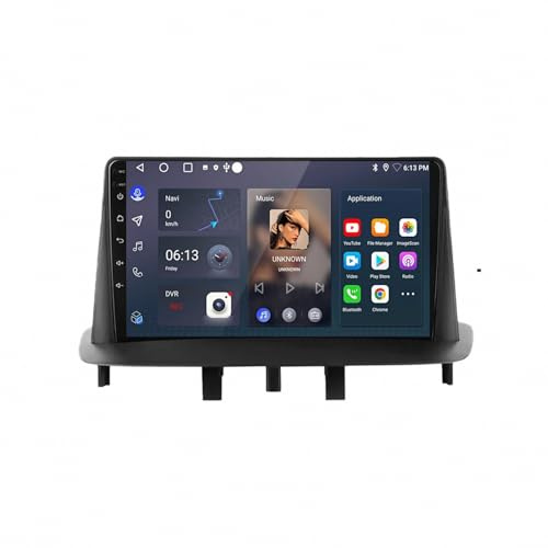 Radio Coche 2 DIN Pantalla para Renault Megane 3 Fluence 2008-2014 A-Pple Carplay & Android Auto, Autoradio Portátil Car Play con Pantalla Táctil, GPS, Bluetooth, 4 Nuclear 1G+32G