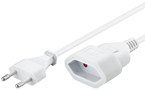 Goobay 50509 Stromkabel Verlängerung 2 polig Euro Netzkabel Eurostecker Typ C universelles Eurokabel Flachstecker Schwarz Verlängerungskabel 5m