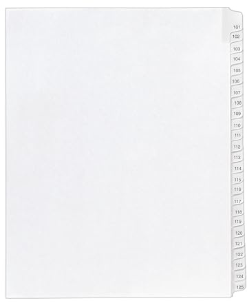 Avery Collated Legal Dividers Allstate, Letter Size, Tabs 101-125, 1 Set, White (01705)