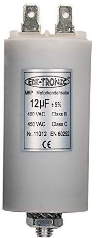 EDI-TRONIC condensateur de moteur, condensateur de travail, condensateur de démarrage, bouchon, avec cosses 6,3mm, 12µF, 450V, M8
