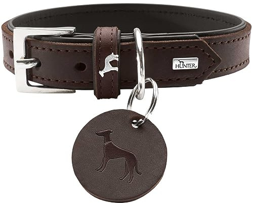 HUNTER Collar Larvik, 50 Soft genuine cow leather, dark brown/black
