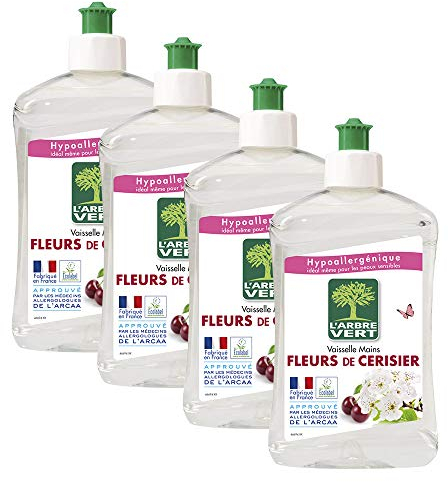 L'arbre vert Liquide Vaisselle Mains Fleurs de Cerisier Hypoallergénique - Lot de 4