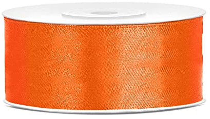 DaLoKu Satinband 6/12/25/38/50/100mm x 25m Geschenkband Schleifenband, Größe: 25mm x 25m, Farbe: Orange