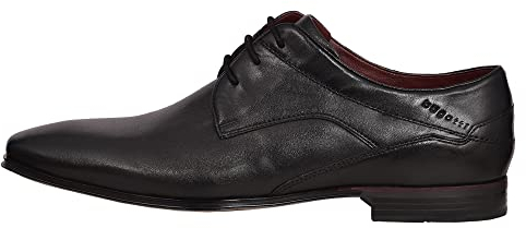 bugatti Herren Business Halbschuh aus Hochwertigem Leder, Derby mit Eleganter Liniengestaltung, Schwarz, 43 EU