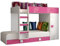 MEBLE KRYSPOL Toledo 2 Hochbett für Kinder, Jugendliche mit Stauraum - Etagenbett mit Schreibtisch, Kleiderschrank, Regal, Schubladen, Treppe - 254x94x165 cm - Weiß, Rosa, Weiß + Rosa