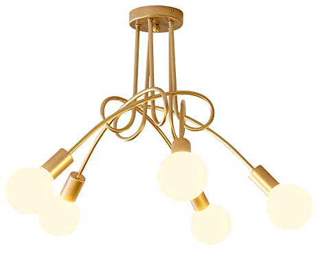 iDEGU Moderne Deckenleuchte, Vintage, Kronleuchter, Deckenleuchte, E27, Retro, für Wohnzimmer, Esszimmer, Schlafzimmer, Hotel, Innendekoration, 70 cm, goldfarben (ohne Leuchtmittel)