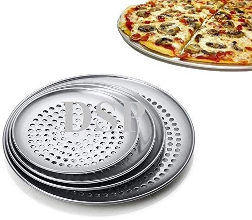 Pizza Pan 7 inch Perforated Thin Crust Aluminum Pizza Tray, Crispy Tray, Commercial & Home Kitchen Used