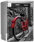 MEGADECOR Vinyle décoratif pour lave-vaisselle, dimensions standard 67 cm x 76 cm, vélo rouge vintage rétro dans la rue pavée dans la vieille ville