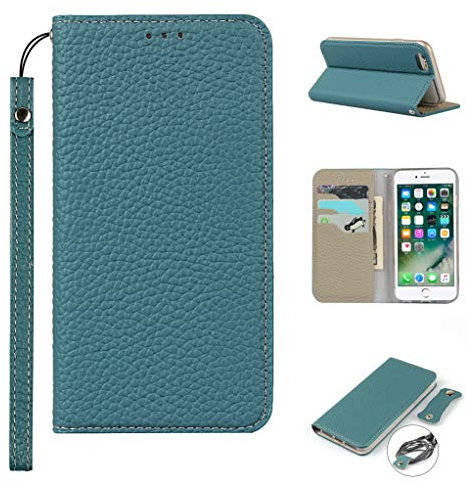 Copmob iPhone 6/6S Case With Card Holder With Strap,Genuine Leather Flip Wallet Case,[3 Slots][Magnetic Closure][RFID-Blocking],Phone Case Cover for iPhone 6/6S - Sky Blue