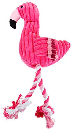 VILLCASE Jouet de Corde à Mâcher pour Chien de Compagnie en Peluche Jouets de Corde de Grincement de Chiot en Forme de Flamant Rose Jouets Dentraînement Interactifs de Nettoyage des Dents