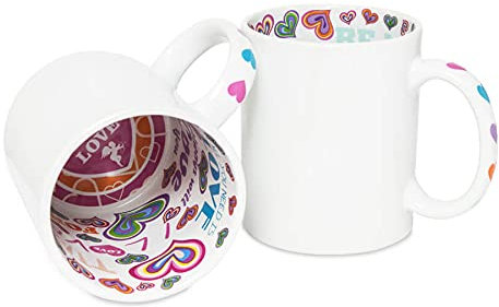 Vixar Personalised Coloured Inside Handle Mugs Cups 11oz, Your Photo Text Design Gift, customised, custo, Bulk Also (I Love You (Printed Inside))