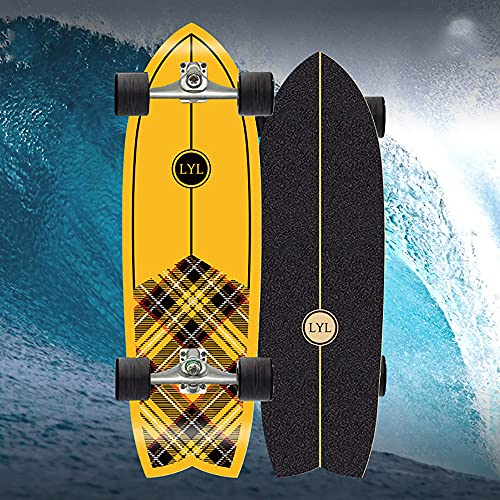 Skateboard Land Surfboard Shark Komplettboard, C4-Truck Per Street Surfing Downhill, Freeride, Slide Und Freestyle ABEC-11 Kugellager Penny Board, 31In Skateboarding Longboard Kinder Cruiser Anfänger