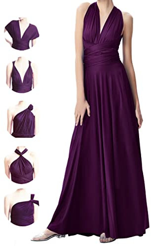 Robe infinie pour demoiselles d'honneur, robes d'invitées de mariage pour femmes, robe portefeuille longue et convertible grande taille, violet foncé, Taille Unique