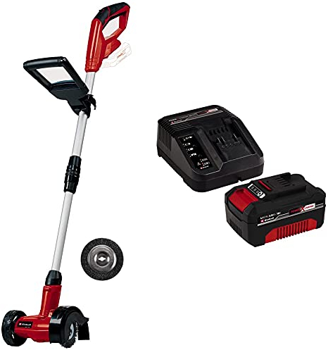 Einhell Cordless Grout Cleaner GE-CC 18 Li Solo Power X-Change - Supplied with 4.0Ah Battery and Charger (Adjustable Telescopic Long Handle, Replaceable Brushes, Nylon And Steel Brush Included)