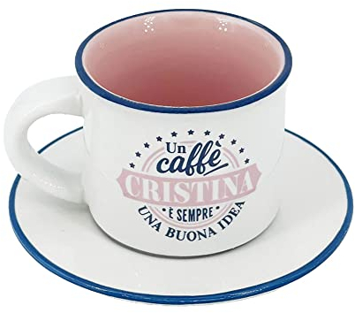 Taza de café personalizada con platillo – Cristina