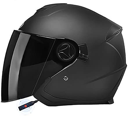 Hammock Casque Moto Jet,Bluetooth Casque Scooter Ouvert Casques Motocross avec Anti-buée Double Visière,ECE Homologué Casques Moto avec Microphone Intégré pour Hommes Adultes Femmes (54~59cm, K)