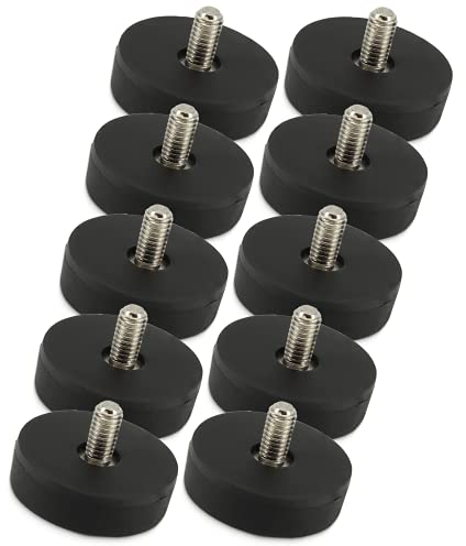 [10 Stück] Neodym Magnete Gummiert 22mm 5,5KG Stark - Gummi Magnet Scheibe mit M4 Außengewinde - Gewindestab Gewindestange