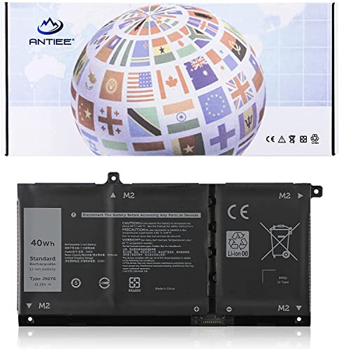 ANTIEE 40Wh JK6Y6 Laptop Batteria per Dell Latitude 3410 3510 Vostro 5300 5401 5501 Inspiron 5300 5301 5401 5402 5408 5409 5501 5502 5508 5509 5400 5406 7405 7300 7306 7500 7506 2-in-1 Silver C5KG6