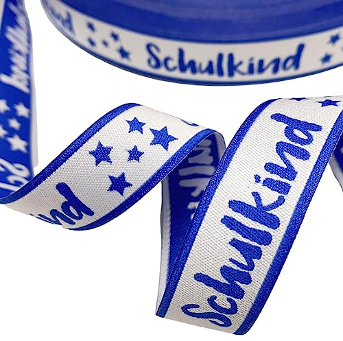 Webband Schulkind in blau - 1,90 EUR/m - für Schultüten und Einschulungsgeschenke 17 mm breit
