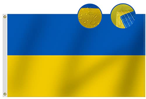 Omnisexual Heavy Duty Ukraine Flag 3x5 Ft, Longest Lasting Sewn Stripes Oxford Nylon 210D | Quadruple Stitched Fly Ends | Vivid Colors and Fade Proof Outdoor Premium Ukrainian National Flags 150x90cm