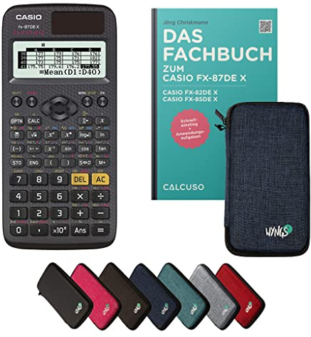 Casio fx-87DE X inkl. Schutztasche Blau & Fachbuch (80 Seiten, DIN A5) – Wissenschaftlicher Rechner – Smart Set