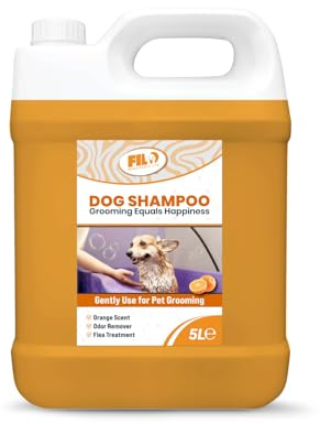FILO Dog Shampoo Sensitive Skin 5L | Orange Scent, Dog Shampoo for Itchy Skin Gentle & Concentrated Formula | Safe for Puppies Sensitive Skin & All Breeds Dogs Odor Control & Shine