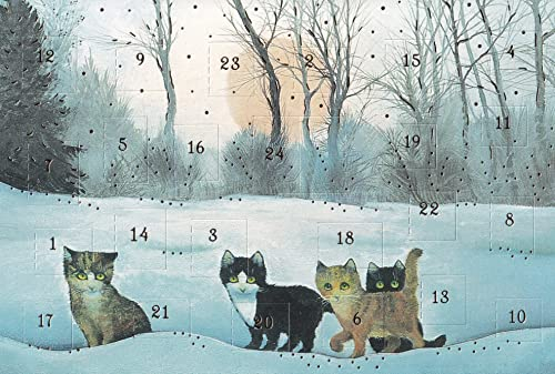 Süße Adventskalenderkarte mit Katzen Weihnachten Adventszeit