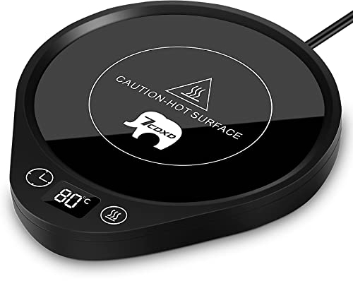 Calentador Taza, Inteligente Calienta Tazas con Personalizable 2-12H Auto-Off Tiempo, 4H Auto Shut-Off y 3 Ajustes de Temperatura Función para Calentar Café, Té, Cacao, Calentador Lech