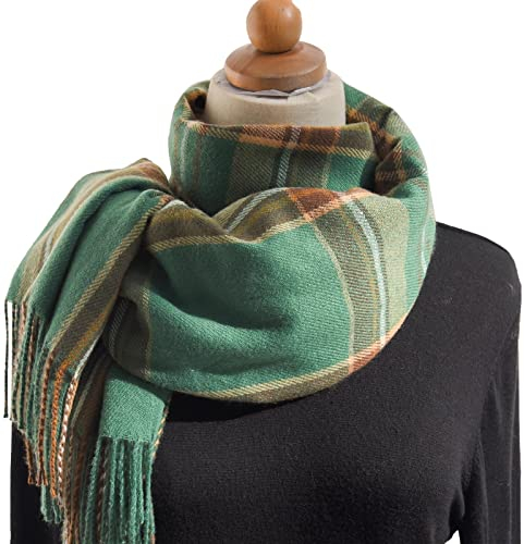 Damen Winter Schal - Kariert XXL Fransen Tartan Karo Kuschelig Halstuch Elegant Plaid Herbst Lang Deckel Schlupfschal