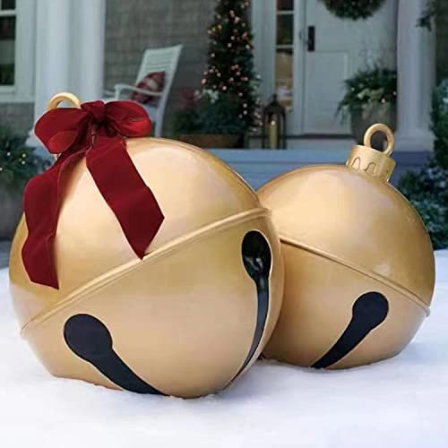 2 Pack 24 Inch Giant Christmas Inflatable Ball Ornaments,PVC Christmas Blow up Bell Baubles Reusable Inflatable Decorated Ball Indoor Outdoor Christmas Party Decoration for Garden Yard Lawn Porch Pool