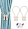 OCIOLI 2 Stück Starke magnetische Vorhang-Raffhalter, Raffhalter für vorhänge, gardinen Raffhalter, Raffhalter magnetisch, handgewebt Raffhalter, Vorhang Raffhalter (Beige - Ball, 2)