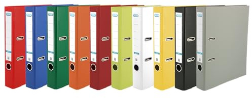 Elba Premium Akten-Ordner A4, smart Pro plus, 5 cm schmal, Kunststoff Ordner, 10 Farben, 10 Stück