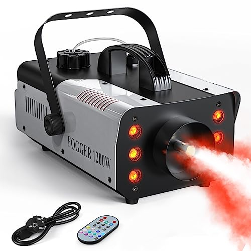 Machine à Fumée, HOLDLAMP 1200W 6 LEDs RGB Machine à Brouillard avec Télécommande sans fil Convient pour les Fêtes, Halloween, Mariages, Scène, Noël