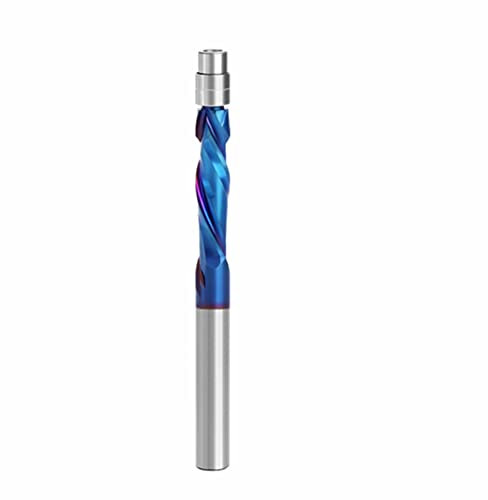 Trvoxviq 1PCS Spiral Router Bit,1/4 Shank UP Down Compression Bit Pattern Flush Trim Bits with Nano Coated, CNC Template Milling Cutter Tool for Wood Trimming, 1 Inch Cutting Length 3 Inch OVL