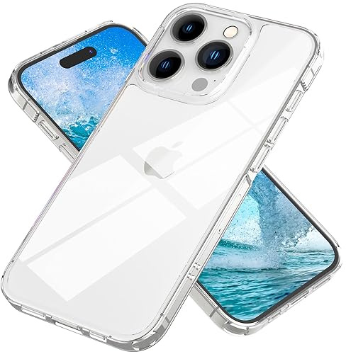 NALIA Transparente Hülle für iPhone 15 Pro - Vergilbungsschutz & Stoßfest | UV-stabile Polycarbonat-Rückwand, Flexibler Rahmen mit Griffstruktur, Tasten mit Staubschutz, Knackiger Klick
