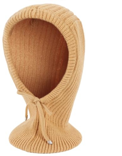 CHUYIX Strickmützen Thermo Wintermützen Warme Kapuzen Schal Kaschmir Kapuzen-Schal Gestrickter Schal mit Kapuze Halswärmer Schlauchschal Unisex Beanie Mütze für Radfahren Ski WärmendIngwergelb