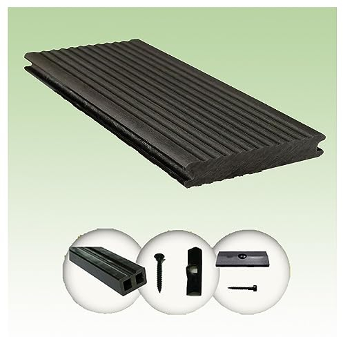 Woodstore24 Terrassendielen WPC Komplettset Massiv WoodoMadeira (20 x 140mm, Länge 3 m) in anthrazit (05 m²)