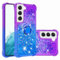 Reevermap Samsung Galaxy S21 Phone Case with Ring Holder Kickstand, Clear Glitter Liquid Floating Silicone Case Sparkle 360 Degree Rotating Ring Grip Case Cover for Girls Women, Purple & Blue