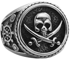 Gu Feng Vintage Viking timbre Double couteau tête de mort bague hommes acier inoxydable boussole bague mode gothique