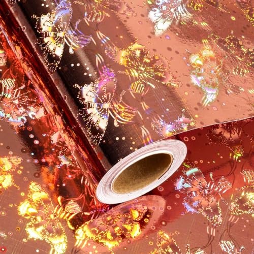 Merture Geschenkpapierrolle, holografisches Schmetterlings-Geschenkpapier für Hochzeit, Geburtstag, Weihnachten, Muttertag, Brautparty, 46,5 m²