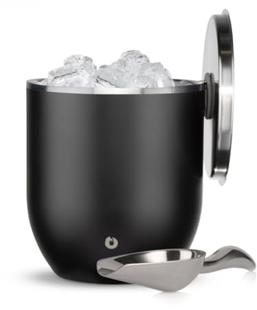 Snowfox Plus, Premium Vacuum Insulated Stainless Steel Ice Bucket with Lid/Scoop,Home Bar Accessories,Elegant Bartending Ice Buckets for Parties,Beautiful Outdoor Entertaining Supplies,3L,Matte Black