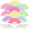 iZoeL 12 STK Handfächer bunt Fächer Hochzeit Macaron Papierfächer Hochzeitsfächer Taschenfächer Faltfächer Farbe Handfächer Gastgeschenk für Hochzeit Sommer Party mit Beutel (Macaron)