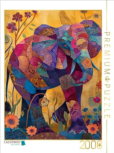 Puzzle · Farbenfroher Elefant | Bunte Riesen · 2000 Teile · Lege-Größe 90 × 67 cm · CALVENDO Puzzle