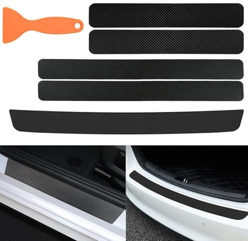 Auto Einstiegsleisten Schutz für Skoda Kamiq NW4 I 2019-2024,Carbon Fiber Ladekantenschutz Schutzfolie Türschweller Schutzleiste Lackschutzfolie(5 Stück),Black