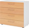 bümö smart Schubladenschrank, Büroschrank 80cm breit in Weiß/Buche mit 4 Schüben - Bürocontainer aus Holz, Container mit Metallgriffen & Soft-Stop Schubladen